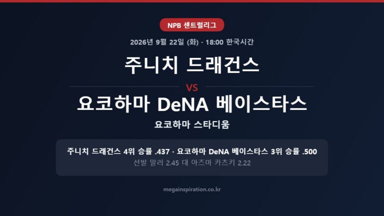 주니치 드래건스 vs 요코하마 DeNA 베이스타스 NPB 분석
