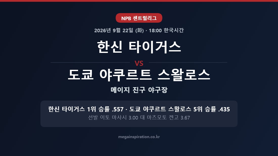 한신 타이거스 vs 도쿄 야쿠르트 스왈로스 NPB 분석