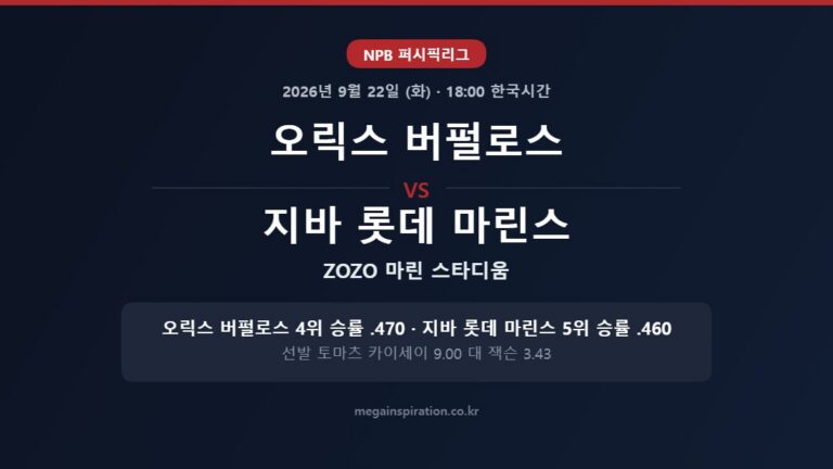 오릭스 버펄로스 vs 지바 롯데 마린스 NPB 분석