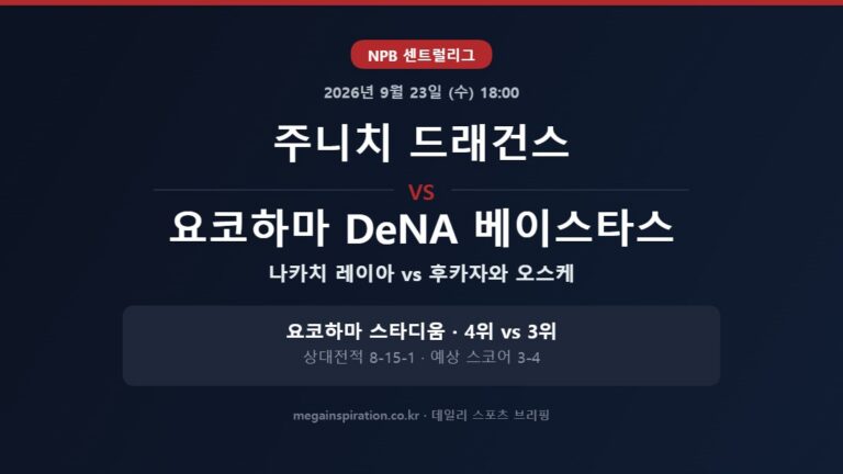 주니치 드래건스 vs 요코하마 DeNA 베이스타스 NPB 분석
