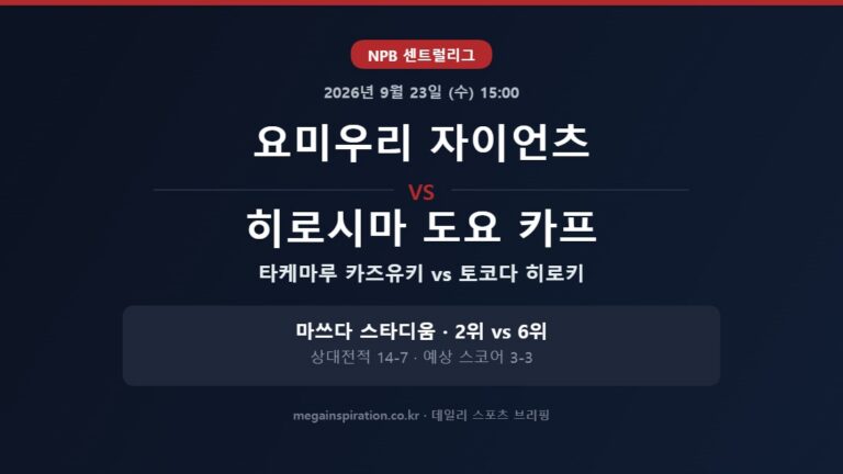 요미우리 자이언츠 vs 히로시마 도요 카프 NPB 분석
