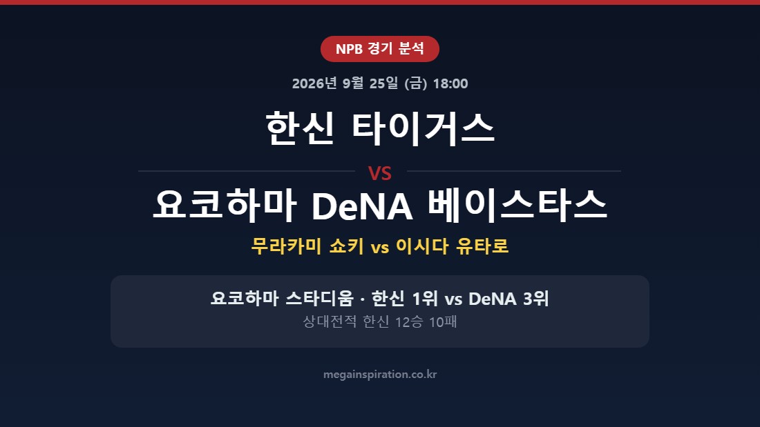 한신 타이거스 vs 요코하마 DeNA 베이스타스 NPB 분석