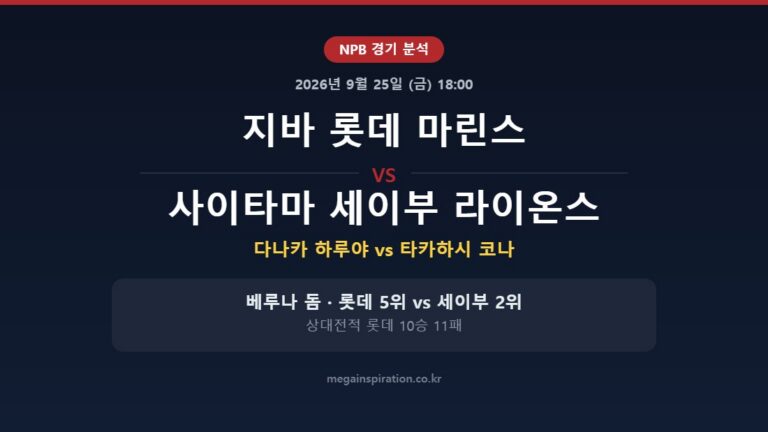 지바 롯데 마린스 vs 사이타마 세이부 라이온스 NPB 분석