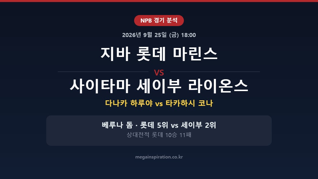 지바 롯데 마린스 vs 사이타마 세이부 라이온스 NPB 분석