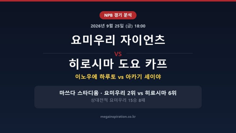 요미우리 자이언츠 vs 히로시마 도요 카프 NPB 분석