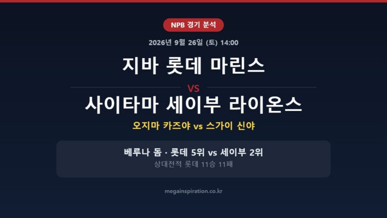 지바 롯데 마린스 vs 사이타마 세이부 라이온스 NPB 분석