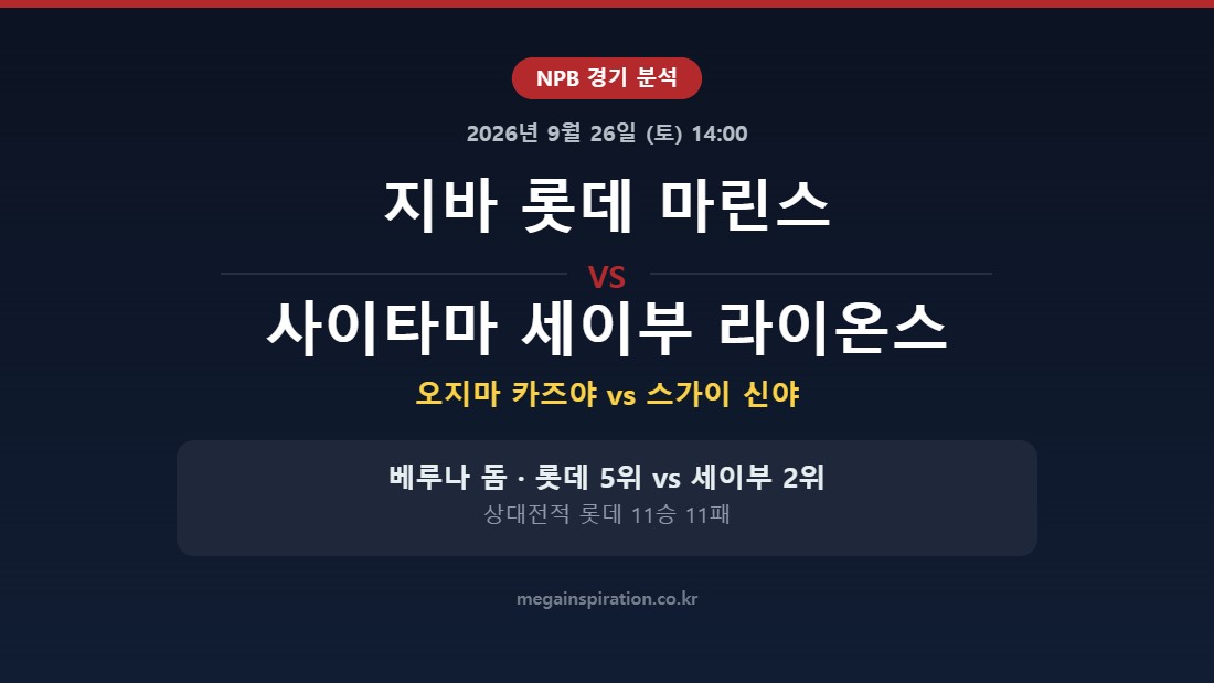 지바 롯데 마린스 vs 사이타마 세이부 라이온스 NPB 분석