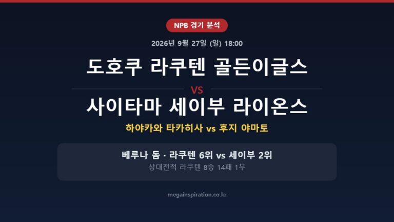 도호쿠 라쿠텐 골든이글스 vs 사이타마 세이부 라이온스 NPB 분석