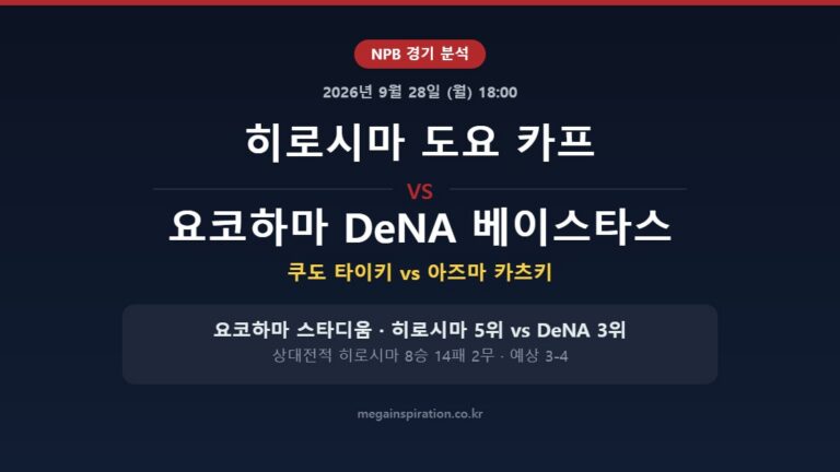 히로시마 도요 카프 vs 요코하마 DeNA 베이스타스 NPB 분석