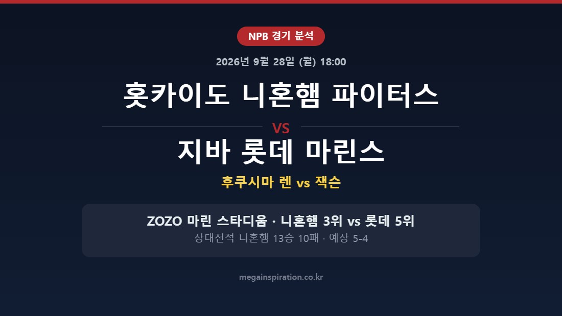 홋카이도 니혼햄 파이터스 vs 지바 롯데 마린스 NPB 분석