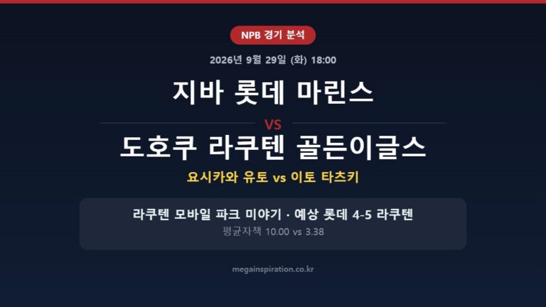 지바 롯데 마린스 vs 도호쿠 라쿠텐 골든이글스 NPB 분석