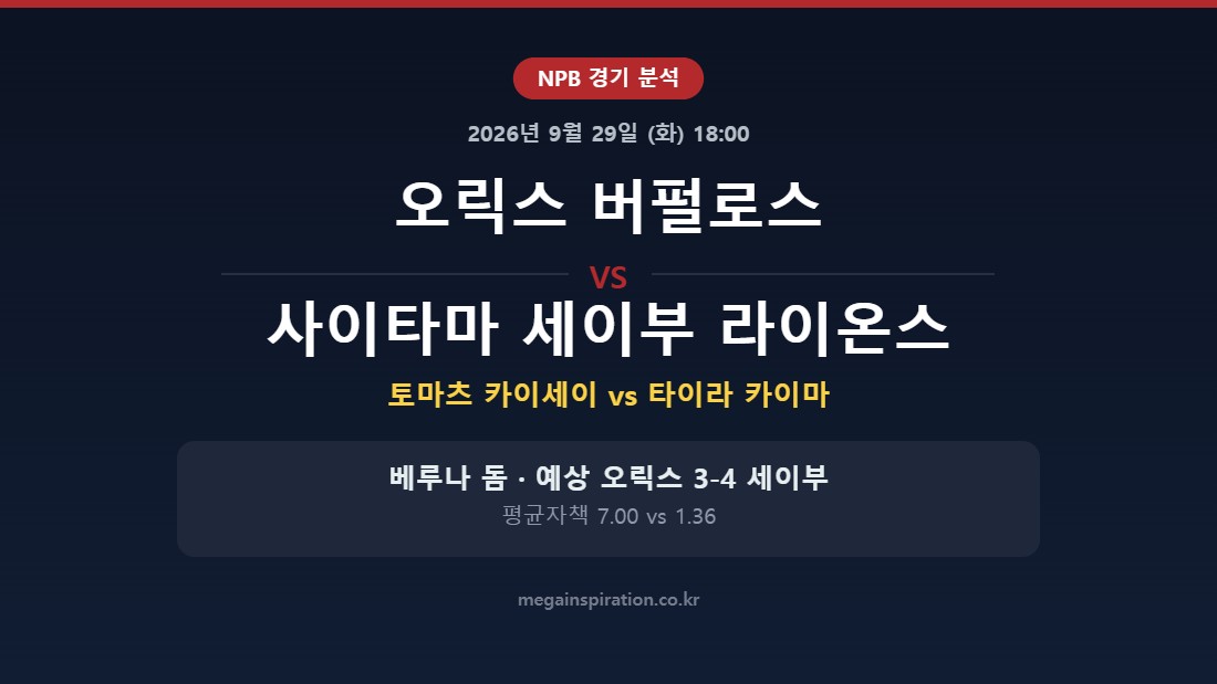 오릭스 버펄로스 vs 사이타마 세이부 라이온스 NPB 분석