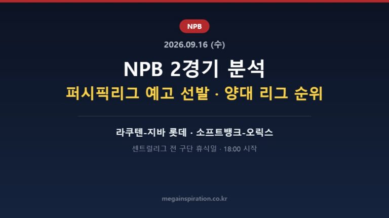 2026년 9월 16일 (수) NPB 분석