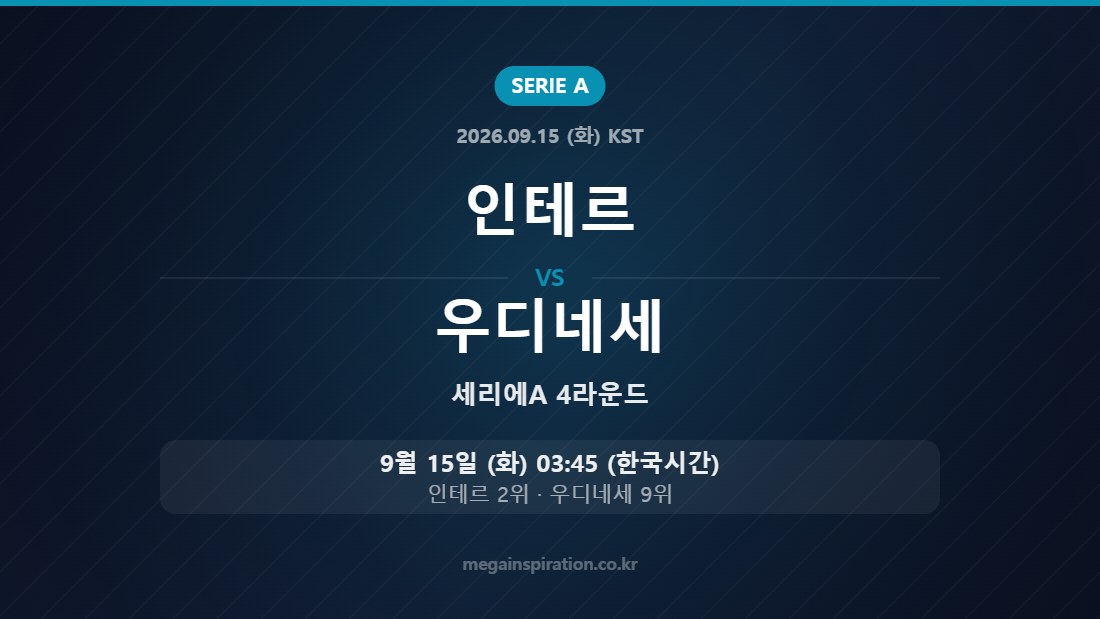 인테르 vs 우디네세 세리에A 4라운드