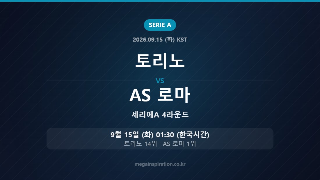 토리노 vs AS 로마 세리에A 4라운드
