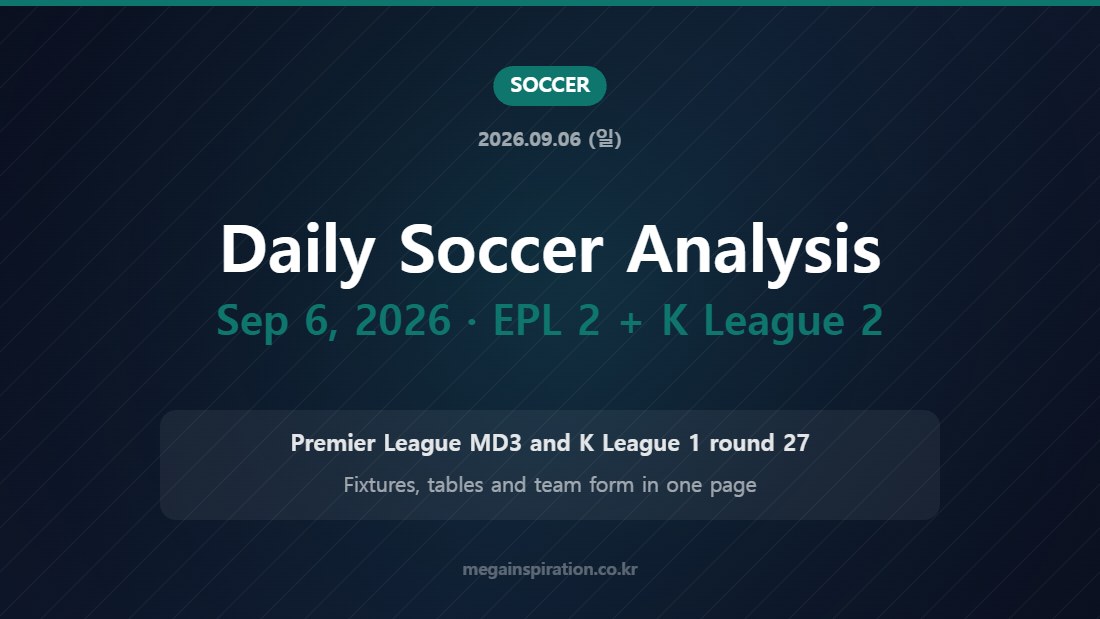 Premier League and K League 1 analysis for September 6, 2026