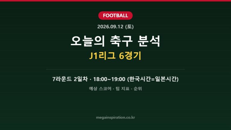 2026년 9월 12일 축구 분석 J1리그 6경기