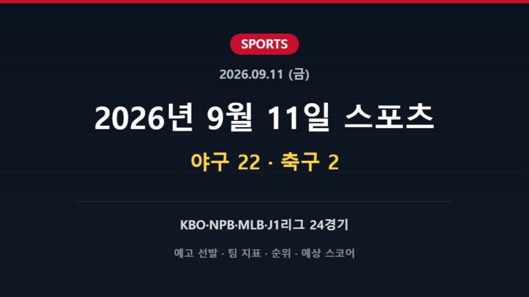 2026년 9월 11일 스포츠 24경기 분석