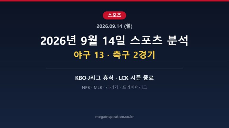 2026년 9월 14일 스포츠 분석