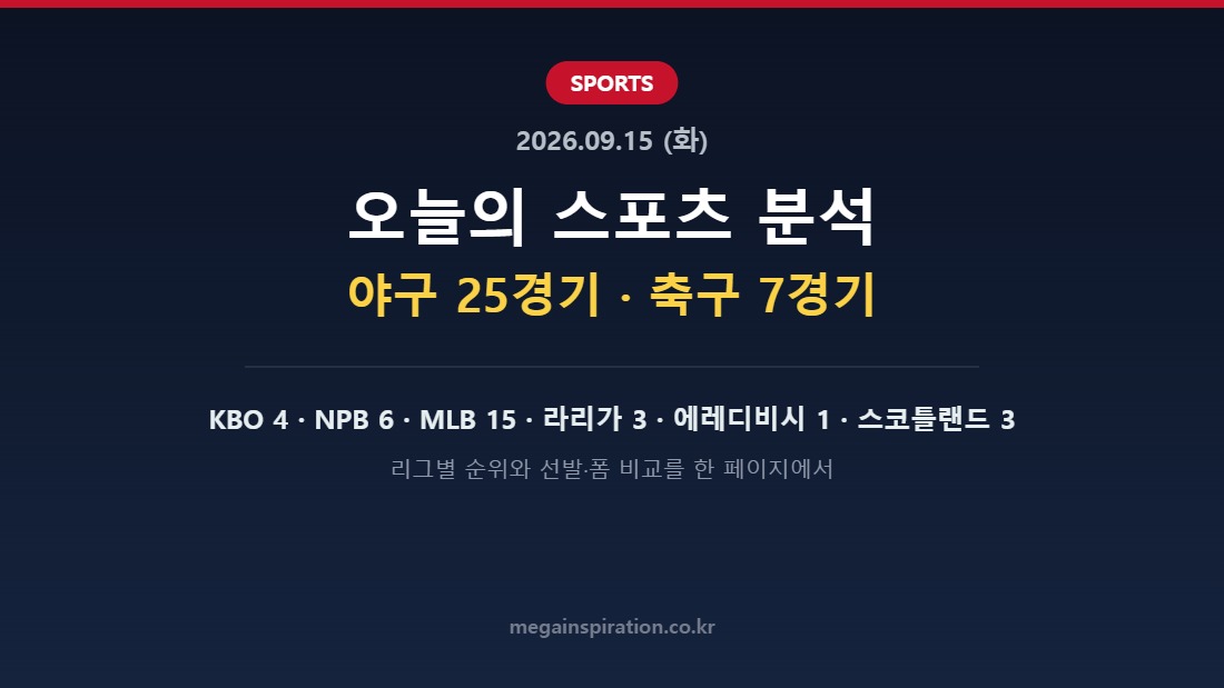 2026년 9월 15일 스포츠 분석 허브