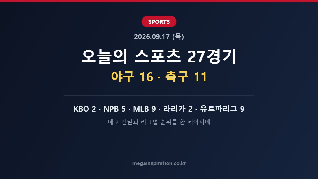 2026년 9월 17일 (목) 스포츠 분석