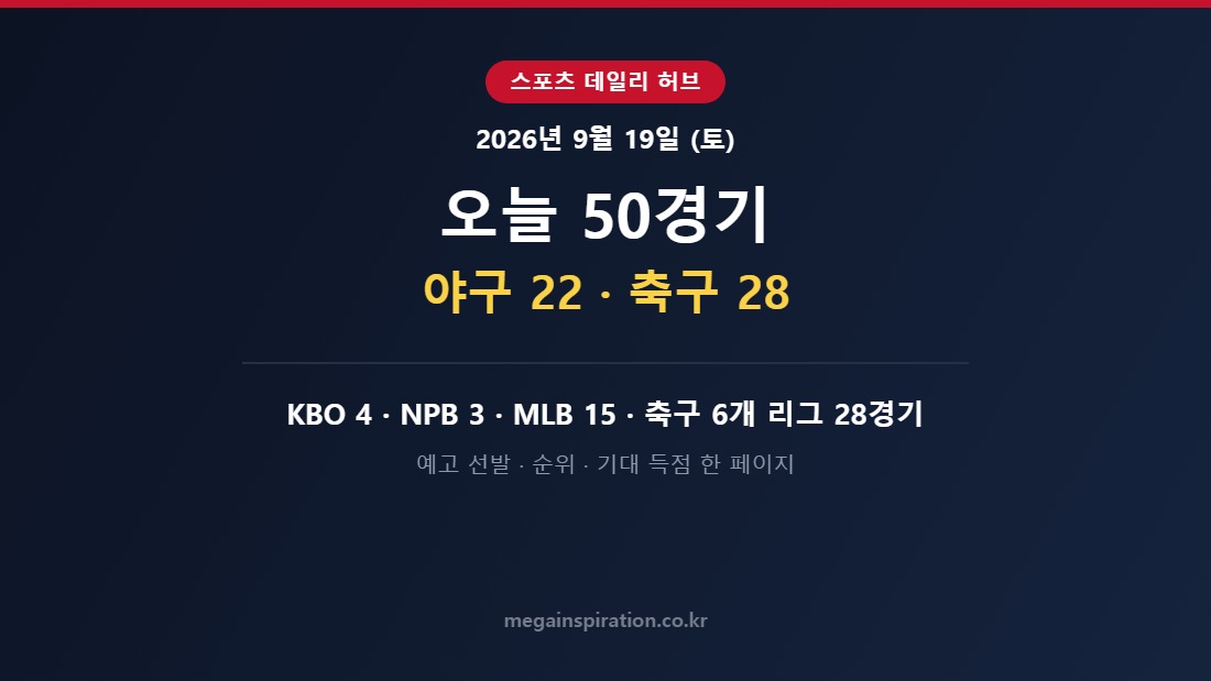 2026년 9월 19일 (토) 스포츠 분석