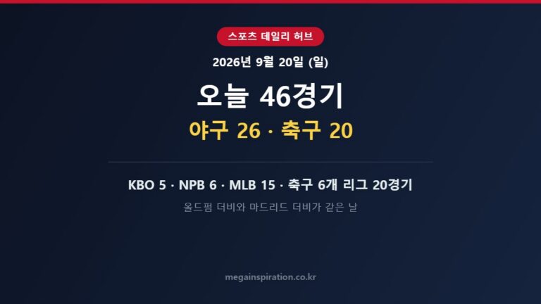 2026년 9월 20일 (일) 스포츠 분석