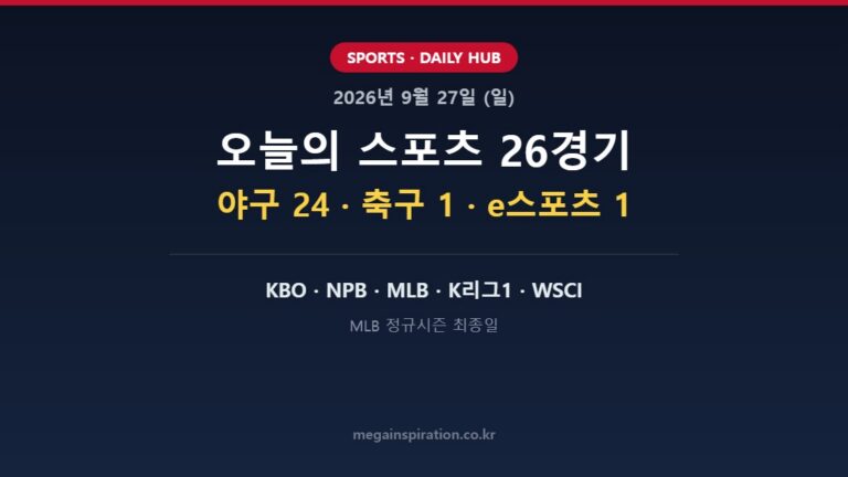 2026년 9월 27일 스포츠 분석
