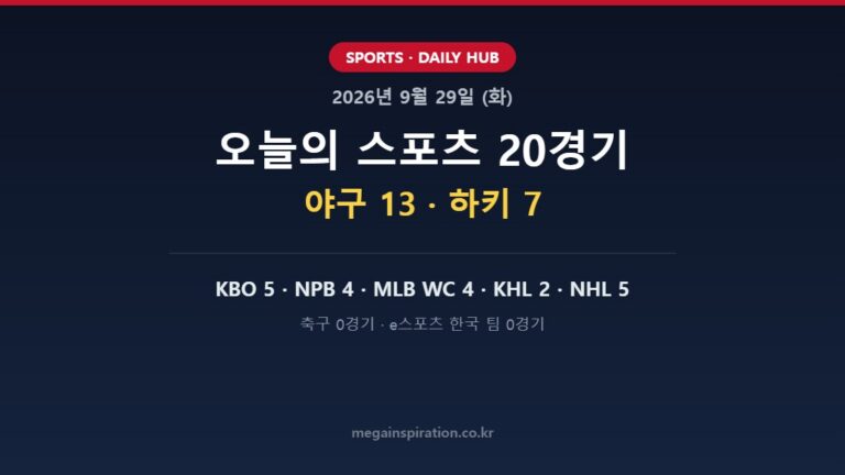 2026년 9월 29일 (화) 스포츠 분석