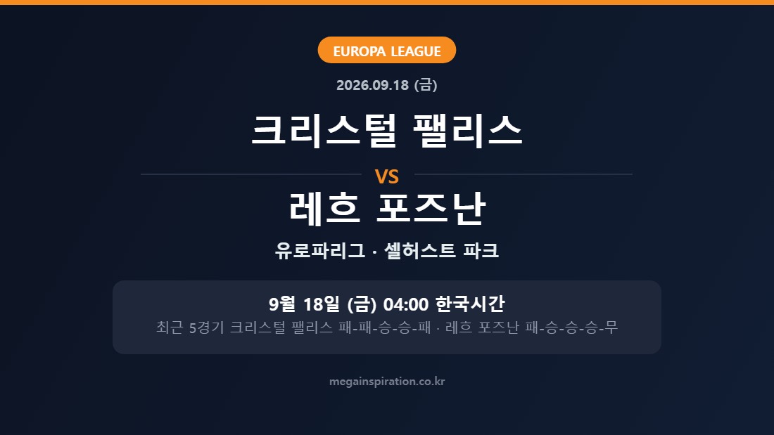 크리스털 팰리스 vs 레흐 포즈난 유로파리그 분석