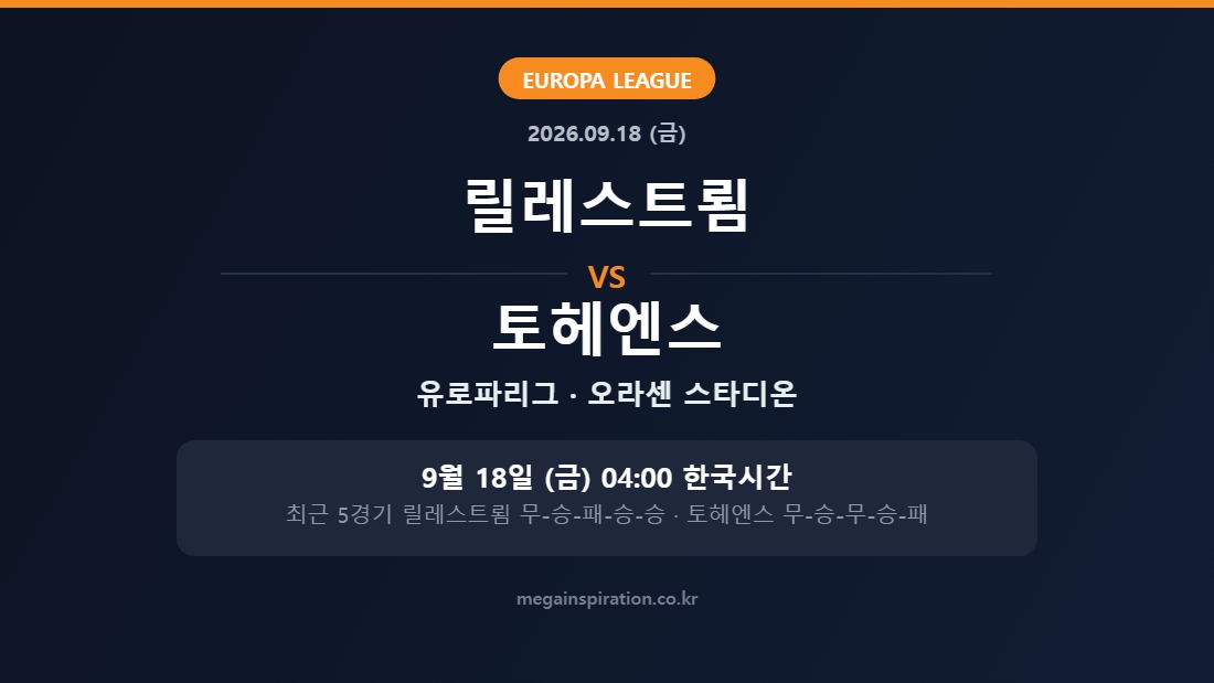 릴레스트룀 vs 토헤엔스 유로파리그 분석