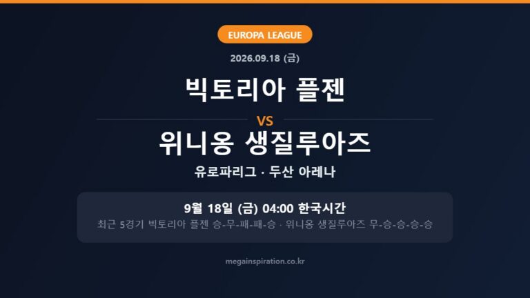 빅토리아 플젠 vs 위니옹 생질루아즈 유로파리그 분석
