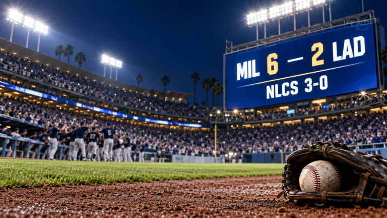 밀워키 브루어스가 다저스를 6-2로 꺾고 NLCS 3승 무패를 만든 경기 결과 이미지
