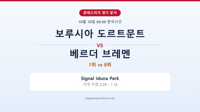보루시아 도르트문트 vs 베르더 브레멘 분데스리가 분석