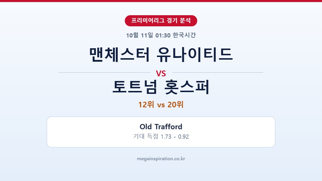 맨체스터 유나이티드 vs 토트넘 홋스퍼 프리미어리그 분석