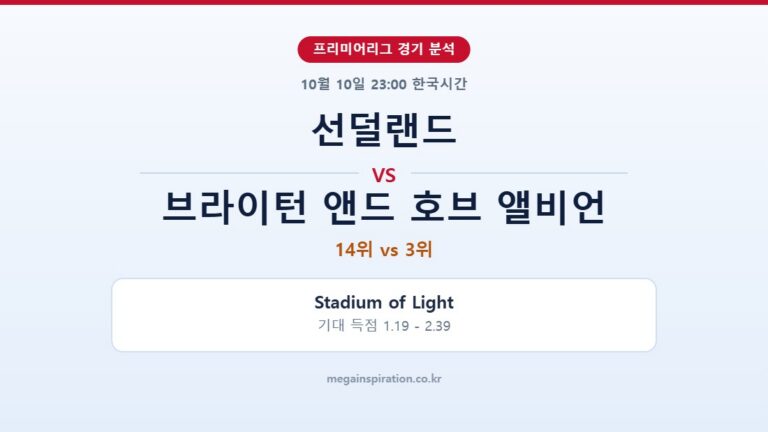 선덜랜드 vs 브라이턴 앤드 호브 앨비언 프리미어리그 분석