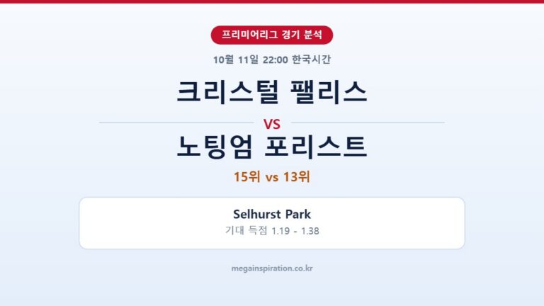 크리스털 팰리스 vs 노팅엄 포리스트 프리미어리그 분석