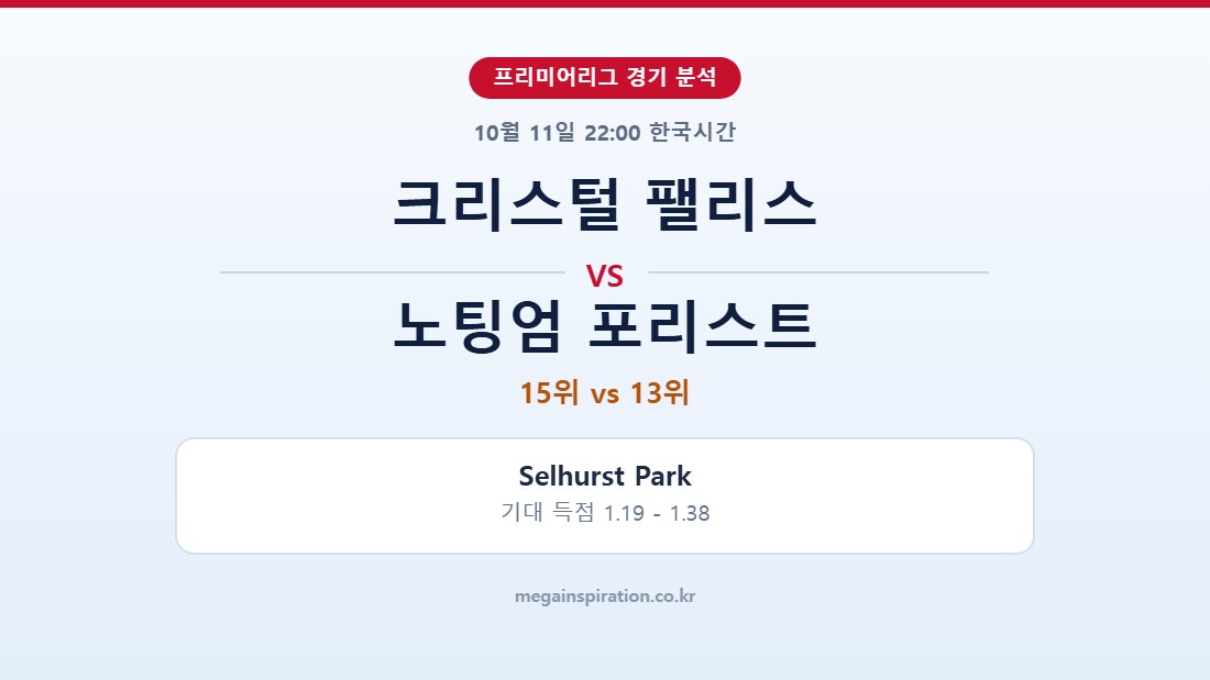 크리스털 팰리스 vs 노팅엄 포리스트 프리미어리그 분석