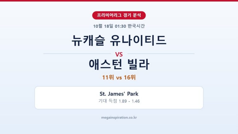 뉴캐슬 유나이티드 vs 애스턴 빌라 프리미어리그 분석