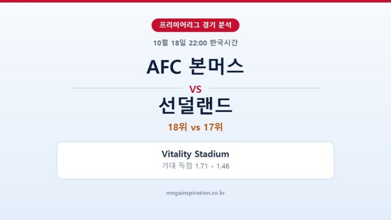 AFC 본머스 vs 선덜랜드 프리미어리그 분석