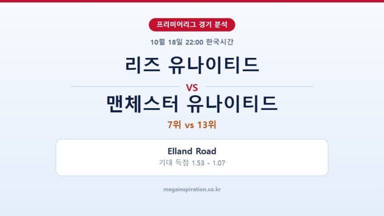 리즈 유나이티드 vs 맨체스터 유나이티드 프리미어리그 분석