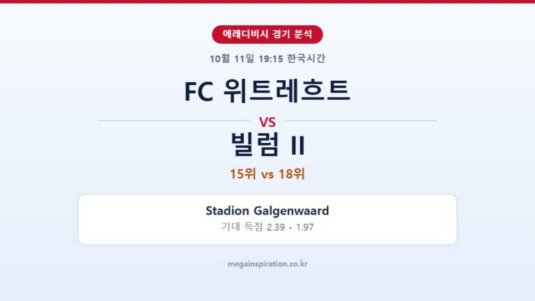 FC 위트레흐트 vs 빌럼 II 에레디비시 분석