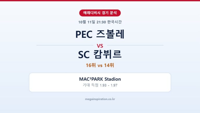 PEC 즈볼레 vs SC 캄뷔르 에레디비시 분석