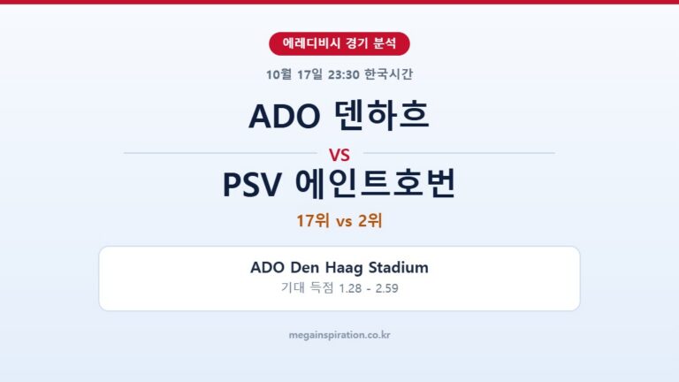 ADO 덴하흐 vs PSV 에인트호번 에레디비시 분석