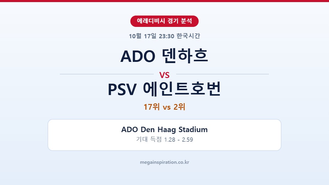 ADO 덴하흐 vs PSV 에인트호번 에레디비시 분석
