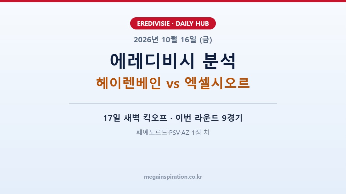 2026년 10월 16일 에레디비시 분석