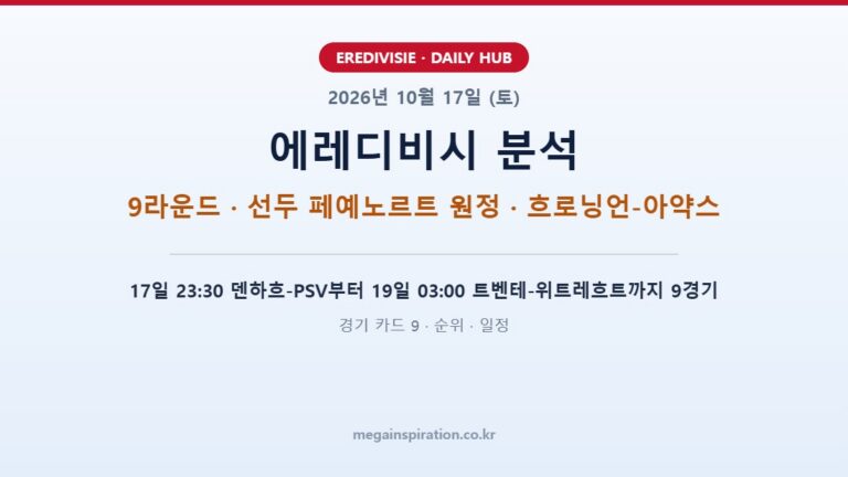 2026년 10월 17일 (토) 에레디비시 분석