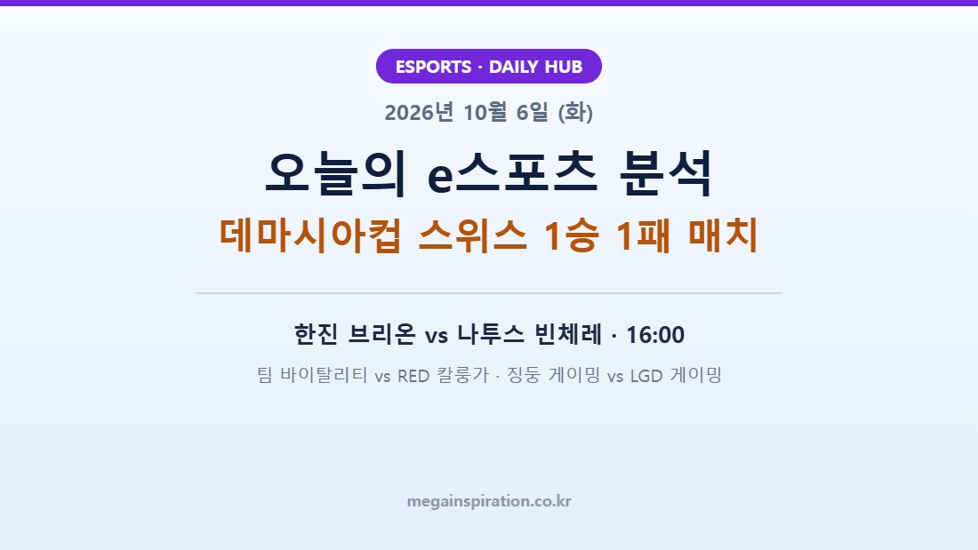 2026년 10월 6일 (화) e스포츠 분석