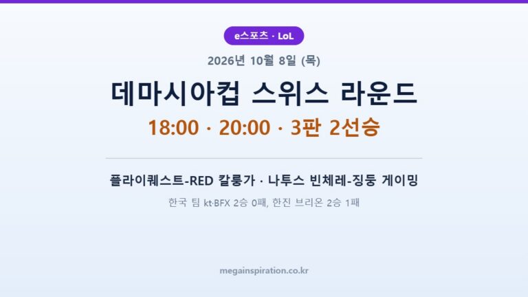 2026년 10월 8일 (목) e스포츠 분석