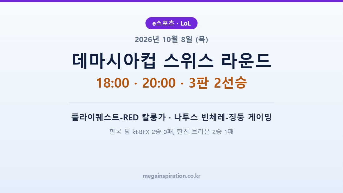 2026년 10월 8일 (목) e스포츠 분석
